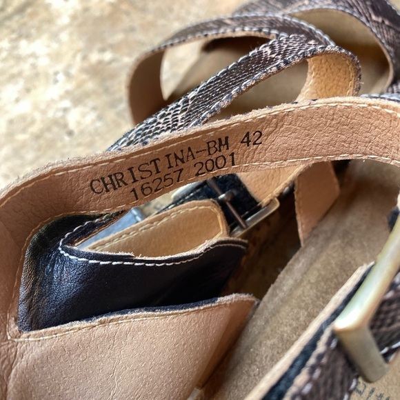 Spring Step L'Artiste Womens 42 Christina Black Multi Reptile Ankle Strap Sandal - Picture 7 of 9